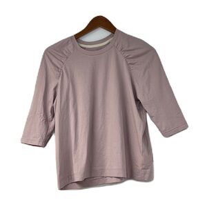 Meli Woman's sz s statement sleeve cropped lavender spring summer 3/4 sleeve top